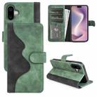 For iPhone 16 Stitching Horizontal Flip Leather Phone Case(Green) - 1