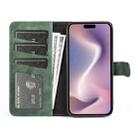 For iPhone 16 Stitching Horizontal Flip Leather Phone Case(Green) - 3