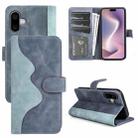 For iPhone 16 Plus Stitching Horizontal Flip Leather Phone Case(Blue) - 1