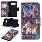3D Colored Drawing Pattern Horizontal Flip Leather Case for Samsung Galaxy S10, with Holder & Card Slots & Wallet(Two Elephants) - 1