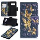 3D Colored Drawing Pattern Horizontal Flip Leather Case for Samsung Galaxy S10, with Holder & Card Slots & Wallet(Black Background Butterfly) - 1