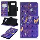 3D Colored Drawing Pattern Horizontal Flip Leather Case for Samsung Galaxy S10, with Holder & Card Slots & Wallet(Purple Butterfly) - 1