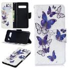 3D Colored Drawing Pattern Horizontal Flip Leather Case for Samsung Galaxy S10, with Holder & Card Slots & Wallet(Butterflies) - 1