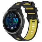 For Garmin Forerunner 965 Sports Two-Color Silicone Watch Band(Black+Yellow) - 1