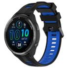 For Garmin Forerunner 965 Sports Two-Color Silicone Watch Band(Black+Blue) - 1