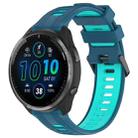 For Garmin Forerunner 965 Sports Two-Color Silicone Watch Band(Blue+Teal) - 1