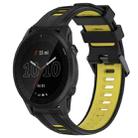 For Garmin Forerunner 945 Sports Two-Color Silicone Watch Band(Black+Yellow) - 1