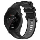 For Garmin Forerunner 945 Sports Two-Color Silicone Watch Band(Black+Grey) - 1
