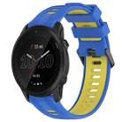 For Garmin Forerunner 945 Sports Two-Color Silicone Watch Band(Blue+Yellow) - 1