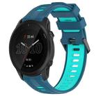 For Garmin Forerunner 945 Sports Two-Color Silicone Watch Band(Blue+Teal) - 1