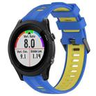 For Garmin Forerunner 935 Sports Two-Color Silicone Watch Band(Blue+Yellow) - 1