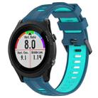 For Garmin Forerunner 935 Sports Two-Color Silicone Watch Band(Blue+Teal) - 1