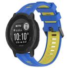 For Garmin Instinct 2 Solar Sports Two-Color Silicone Watch Band(Blue+Yellow) - 1