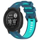 For Garmin Instinct 2 Solar Sports Two-Color Silicone Watch Band(Blue+Teal) - 1