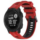 For Garmin Instinct Sports Two-Color Silicone Watch Band(Red+Black) - 1