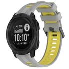 For Garmin Instinct Sports Two-Color Silicone Watch Band(Grey+Yellow) - 1