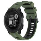 For Garmin Instinct Sports Two-Color Silicone Watch Band(Army Green+Black) - 1