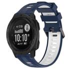 For Garmin Instinct Sports Two-Color Silicone Watch Band(Midnight Blue+White) - 1