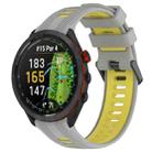 For Garmin Approach S70 47mm Sports Two-Color Silicone Watch Band(Grey+Yellow) - 1