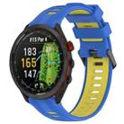 For Garmin Approach S70 47mm Sports Two-Color Silicone Watch Band(Blue+Yellow) - 1