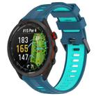 For Garmin Approach S70 47mm Sports Two-Color Silicone Watch Band(Blue+Teal) - 1