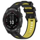 For Garmin Fenix 7 Pro Sports Two-Color Silicone Watch Band(Black+Yellow) - 1