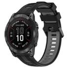 For Garmin Fenix 7 Pro Sports Two-Color Silicone Watch Band(Black+Grey) - 1