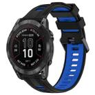 For Garmin Fenix 7 Pro Sports Two-Color Silicone Watch Band(Black+Blue) - 1