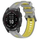 For Garmin Fenix 7 Pro Sports Two-Color Silicone Watch Band(Grey+Yellow) - 1