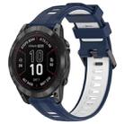 For Garmin Fenix 7 Pro Sports Two-Color Silicone Watch Band(Midnight Blue+White) - 1