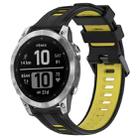 For Garmin Fenix 7 Sports Two-Color Silicone Watch Band(Black+Yellow) - 1