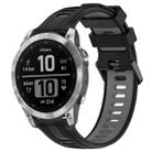 For Garmin Fenix 7 Sports Two-Color Silicone Watch Band(Black+Grey) - 1