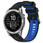 For Garmin Fenix 7 Sports Two-Color Silicone Watch Band(Black+Blue) - 1