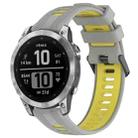 For Garmin Fenix 7 Sports Two-Color Silicone Watch Band(Grey+Yellow) - 1