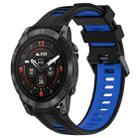 For Garmin EPIX Pro 47mm Sports Two-Color Silicone Watch Band(Black+Blue) - 1