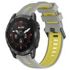 For Garmin EPIX Pro 47mm Sports Two-Color Silicone Watch Band(Grey+Yellow) - 1