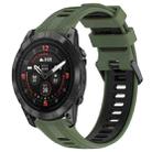 For Garmin EPIX Pro 47mm Sports Two-Color Silicone Watch Band(Army Green+Black) - 1