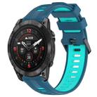 For Garmin EPIX Pro 47mm Sports Two-Color Silicone Watch Band(Blue+Teal) - 1