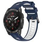 For Garmin EPIX Pro 47mm Sports Two-Color Silicone Watch Band(Midnight Blue+White) - 1