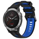 For Garmin Fenix 6 Sports Two-Color Silicone Watch Band(Black+Blue) - 1