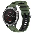 For Garmin Fenix 6 Sports Two-Color Silicone Watch Band(Army Green+Black) - 1