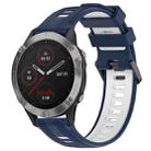 For Garmin Fenix 6 Sports Two-Color Silicone Watch Band(Midnight Blue+White) - 1