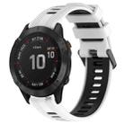 For Garmin Fenix 6 Pro Sports Two-Color Silicone Watch Band(White+Black) - 1