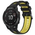 For Garmin Fenix 6 Pro Sports Two-Color Silicone Watch Band(Black+Yellow) - 1