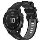 For Garmin Fenix 6 Pro Sports Two-Color Silicone Watch Band(Black+Grey) - 1