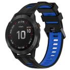 For Garmin Fenix 6 Pro Sports Two-Color Silicone Watch Band(Black+Blue) - 1