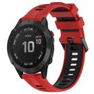 For Garmin Fenix 6 Pro Sports Two-Color Silicone Watch Band(Red+Black) - 1