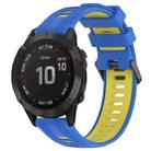 For Garmin Fenix 6 Pro Sports Two-Color Silicone Watch Band(Blue+Yellow) - 1