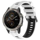 For Garmin Fenix 5 Plus Sports Two-Color Silicone Watch Band(White+Black) - 1