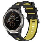 For Garmin Fenix 5 Plus Sports Two-Color Silicone Watch Band(Black+Yellow) - 1